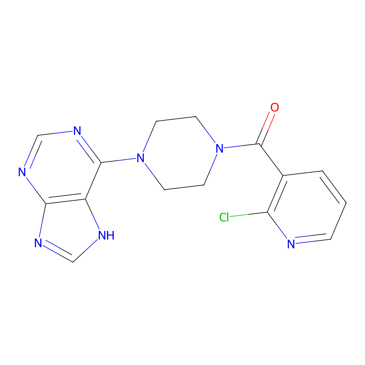 (2-chloropyridin-3-yl)[4-(7H-purin-6-yl)piperazin-1-yl]methanone molecular structure, CAS 1010922-07-2