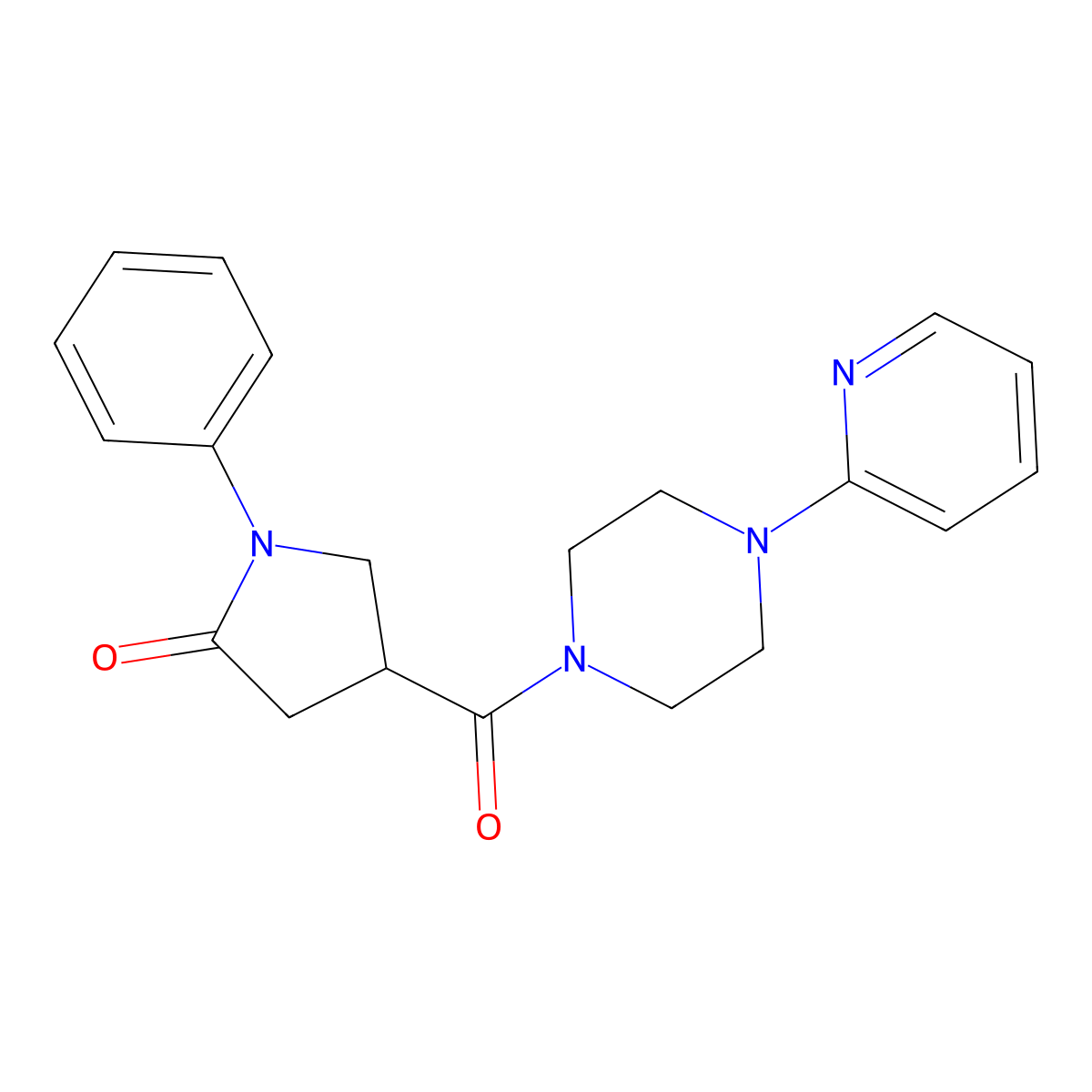 1-Phenyl-4-{[4-(pyridin-2-yl)piperazin-1-yl]carbonyl}pyrrolidin-2-one molecular structure, CAS 1010922-14-1