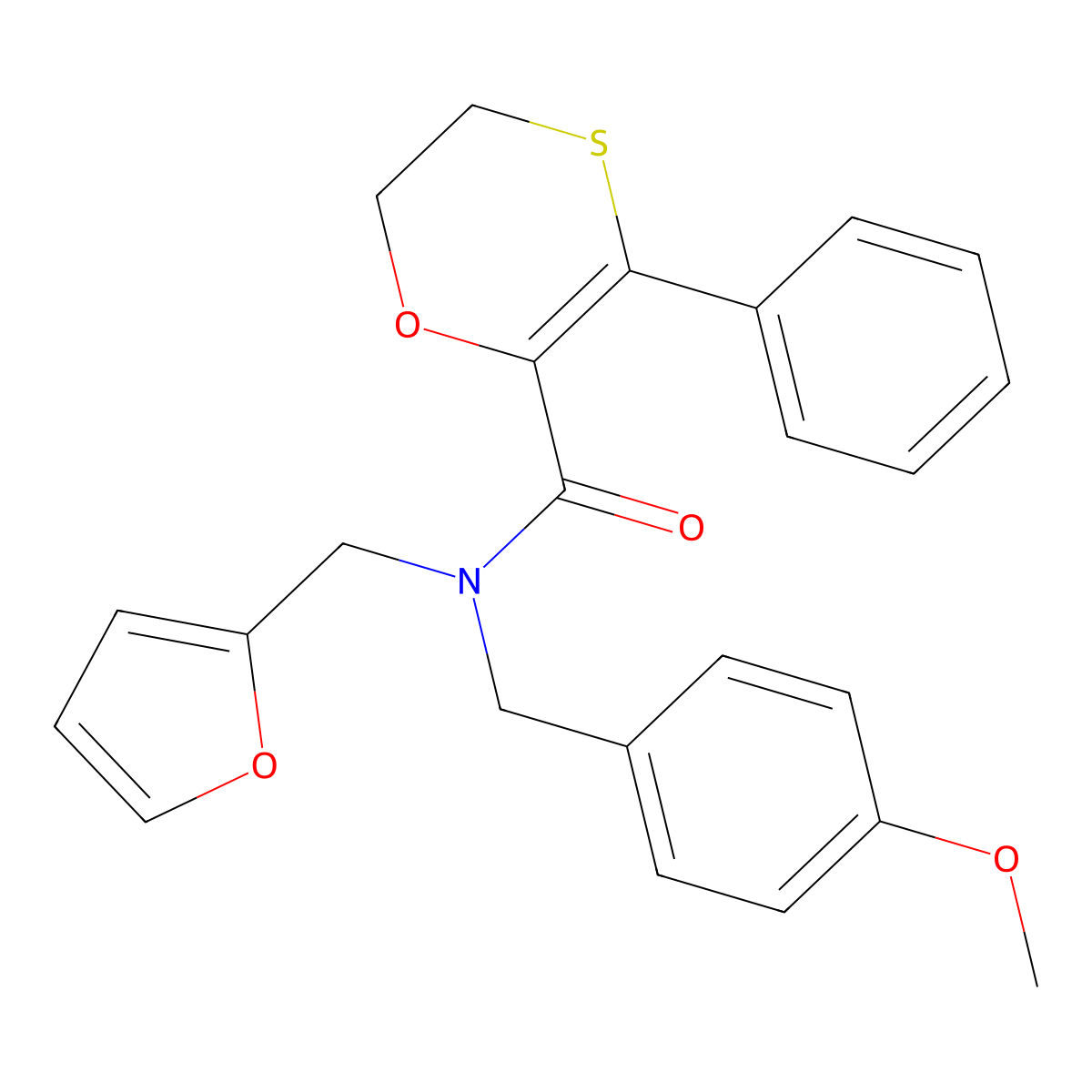 N-(furan-2-ylmethyl)-N-(4-methoxybenzyl)-3-phenyl-5,6-dihydro-1,4-oxathiine-2-carboxamide molecular structure, CAS 1010922-19-6