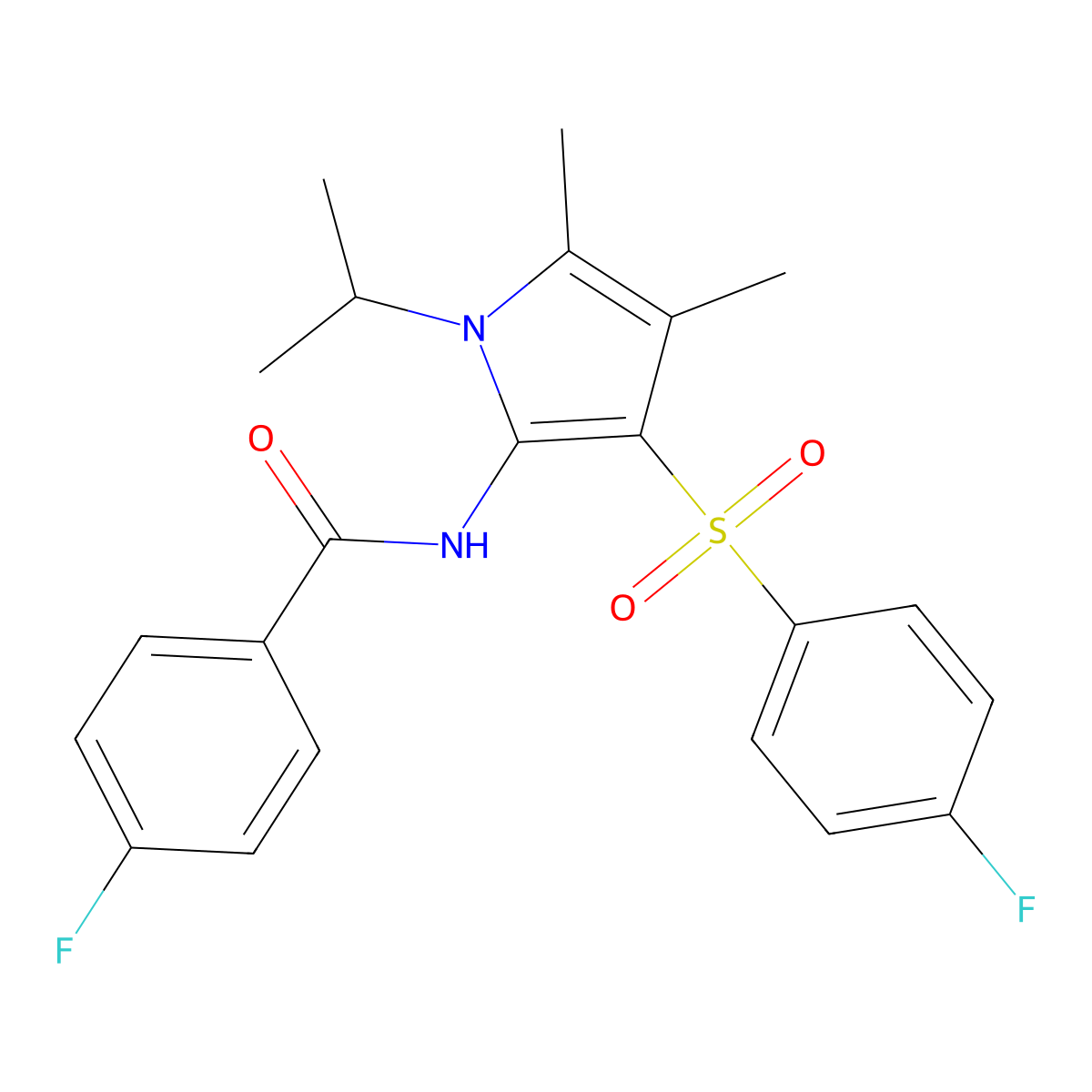 4-fluoro-N-{3-[(4-fluorophenyl)sulfonyl]-4,5-dimethyl-1-(propan-2-yl)-1H-pyrrol-2-yl}benzamide molecular structure, CAS 1010922-21-0