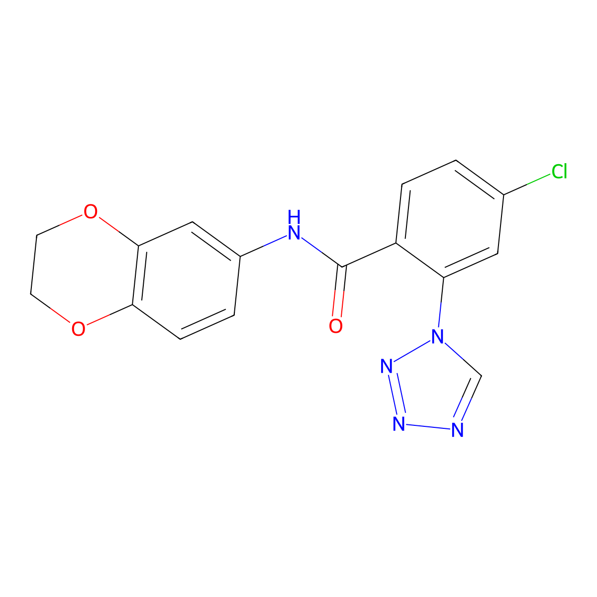 4-chloro-N-(2,3-dihydro-1,4-benzodioxin-6-yl)-2-(1H-tetrazol-1-yl)benzamide molecular structure, CAS 1010922-22-1
