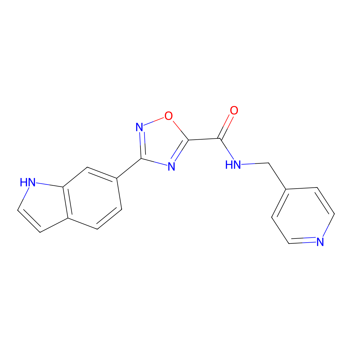 3-(1H-indol-6-yl)-N-(pyridin-4-ylmethyl)-1,2,4-oxadiazole-5-carboxamide molecular structure, CAS 1010922-28-7