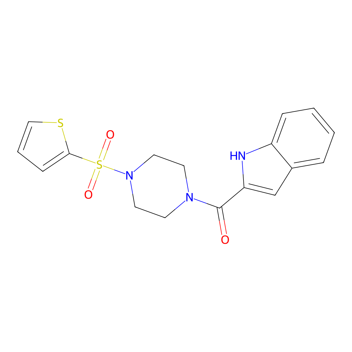 1H-indol-2-yl[4-(thiophen-2-ylsulfonyl)piperazin-1-yl]methanone molecular structure, CAS 1010922-36-7