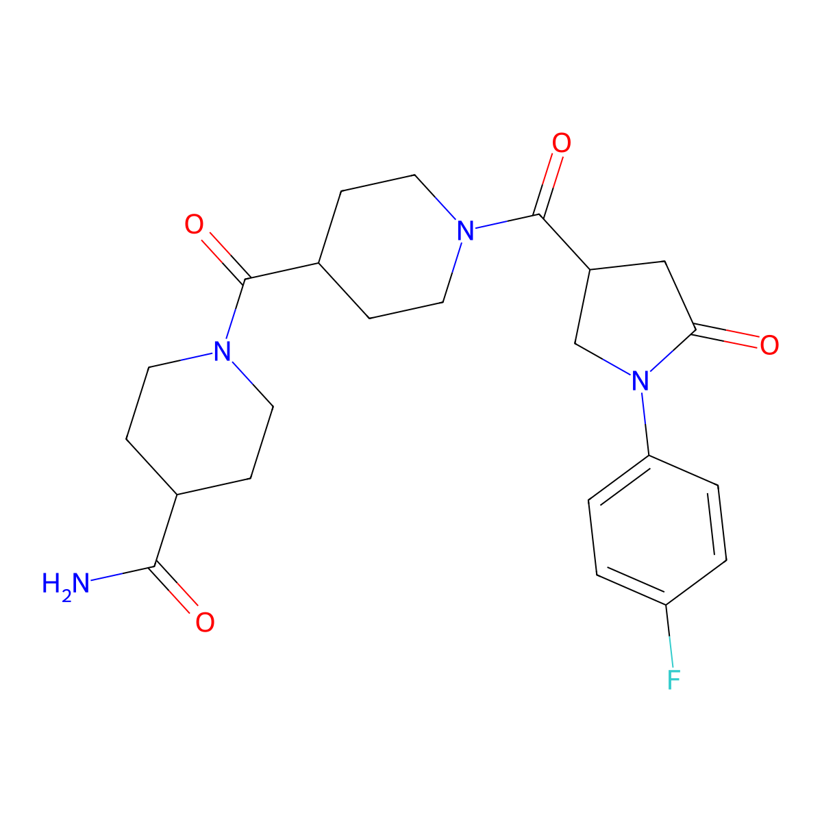 1-[(1-{[1-(4-Fluorophenyl)-5-oxopyrrolidin-3-yl]carbonyl}piperidin-4-yl)carbonyl]piperidine-4-carboxamide molecular structure, CAS 1010922-38-9