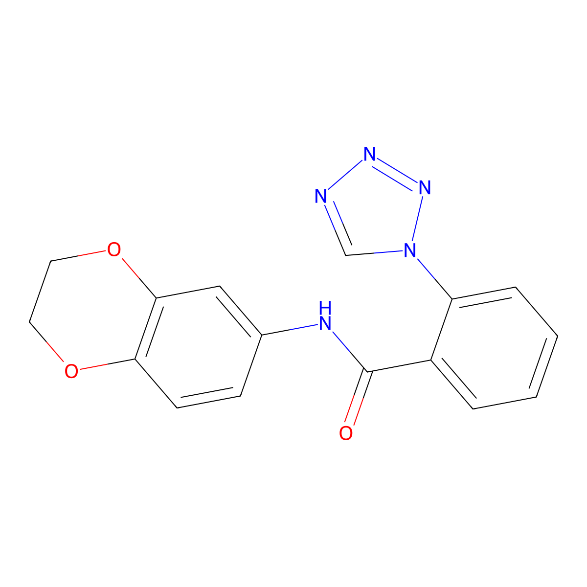 N-(2,3-dihydro-1,4-benzodioxin-6-yl)-2-(1H-tetrazol-1-yl)benzamide molecular structure, CAS 1010922-45-8