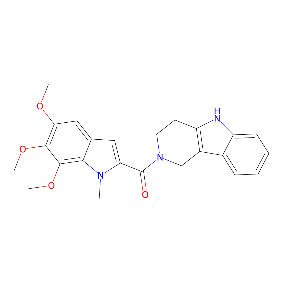 1,3,4,5-tetrahydro-2H-pyrido[4,3-b]indol-2-yl(5,6,7-trimethoxy-1-methyl-1H-indol-2-yl)methanone molecular structure, CAS 1010922-63-0