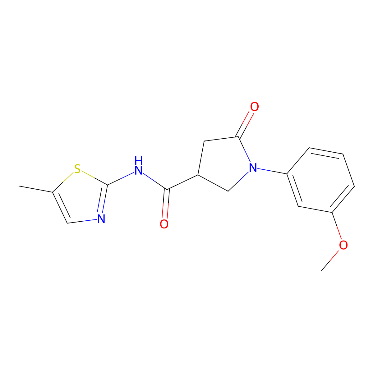 1-(3-methoxyphenyl)-N-(5-methyl-1,3-thiazol-2-yl)-5-oxopyrrolidine-3-carboxamide molecular structure, CAS 1010922-80-1
