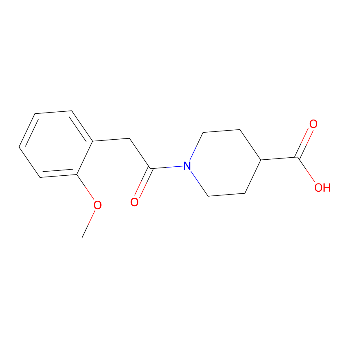 1-[(2-Methoxyphenyl)acetyl]piperidine-4-carboxylic acid molecular structure, CAS 1010922-88-9