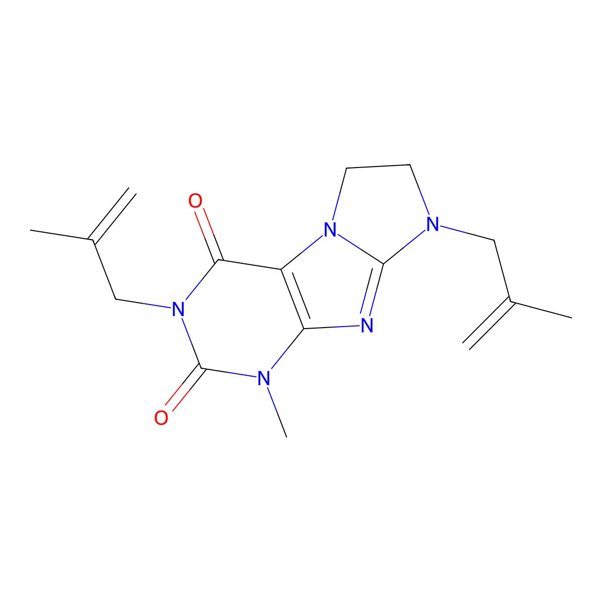 1-methyl-3,8-bis(2-methylallyl)-7,8-dihydro-1H-imidazo[2,1-f]purine-2,4(3H,6H)-dione molecular structure, CAS 1010922-97-0