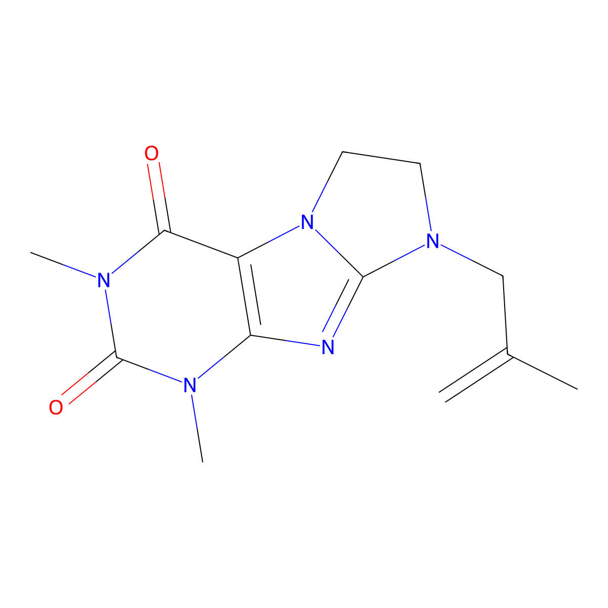 1,3-dimethyl-8-(2-methylallyl)-7,8-dihydro-1H-imidazo[2,1-f]purine-2,4(3H,6H)-dione molecular structure, CAS 1010923-00-8