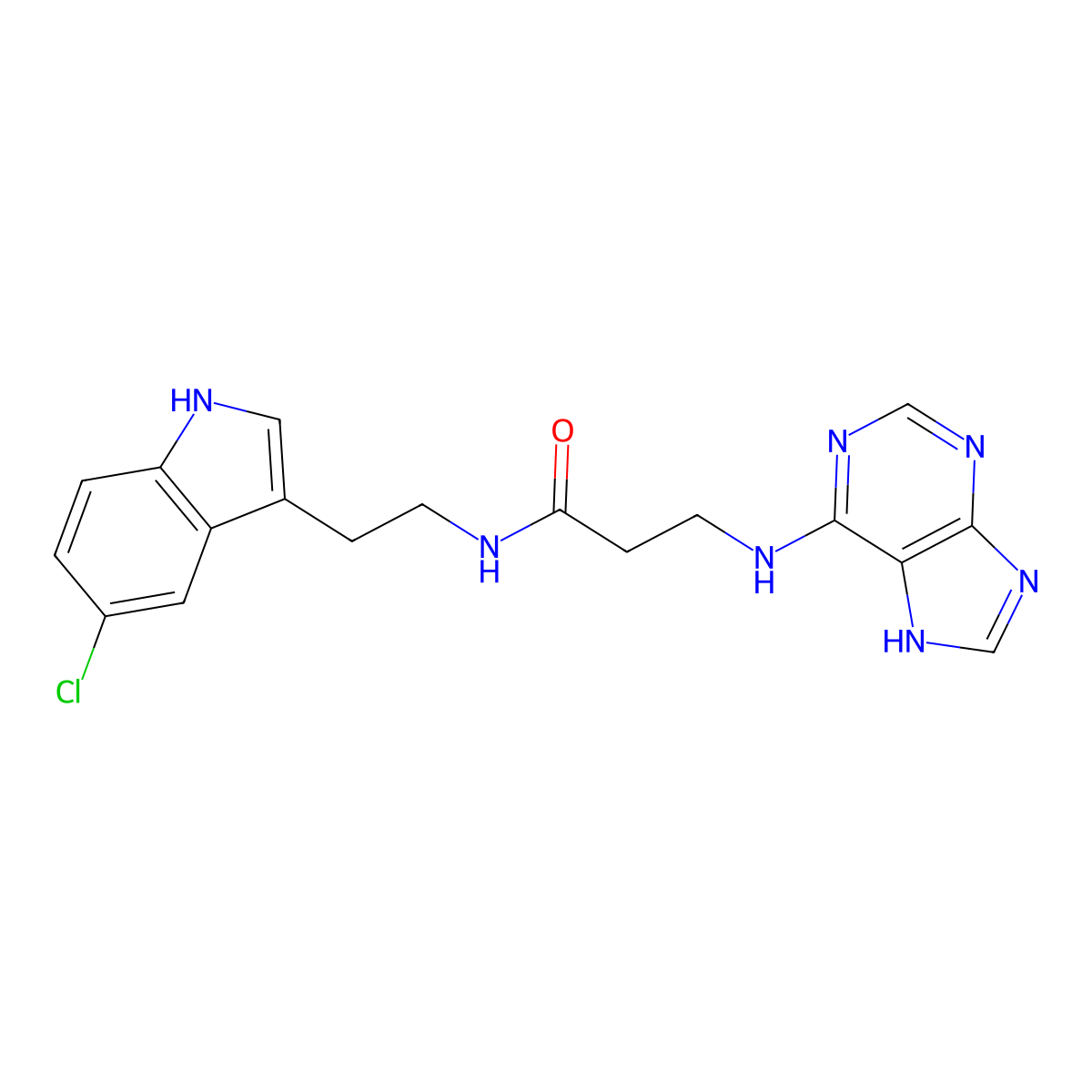 N-[2-(5-chloro-1H-indol-3-yl)ethyl]-N~3~-9H-purin-6-yl-beta-alaninamide molecular structure, CAS 1010923-09-7