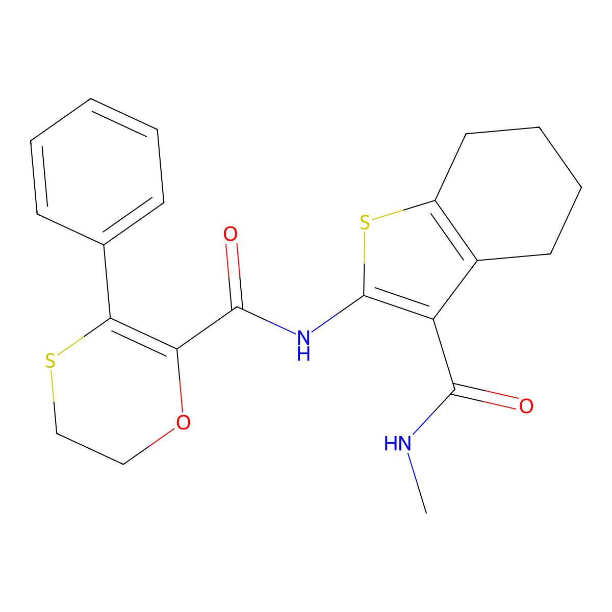 N-[3-(methylcarbamoyl)-4,5,6,7-tetrahydro-1-benzothiophen-2-yl]-3-phenyl-5,6-dihydro-1,4-oxathiine-2-carboxamide molecular structure, CAS 1010923-14-4