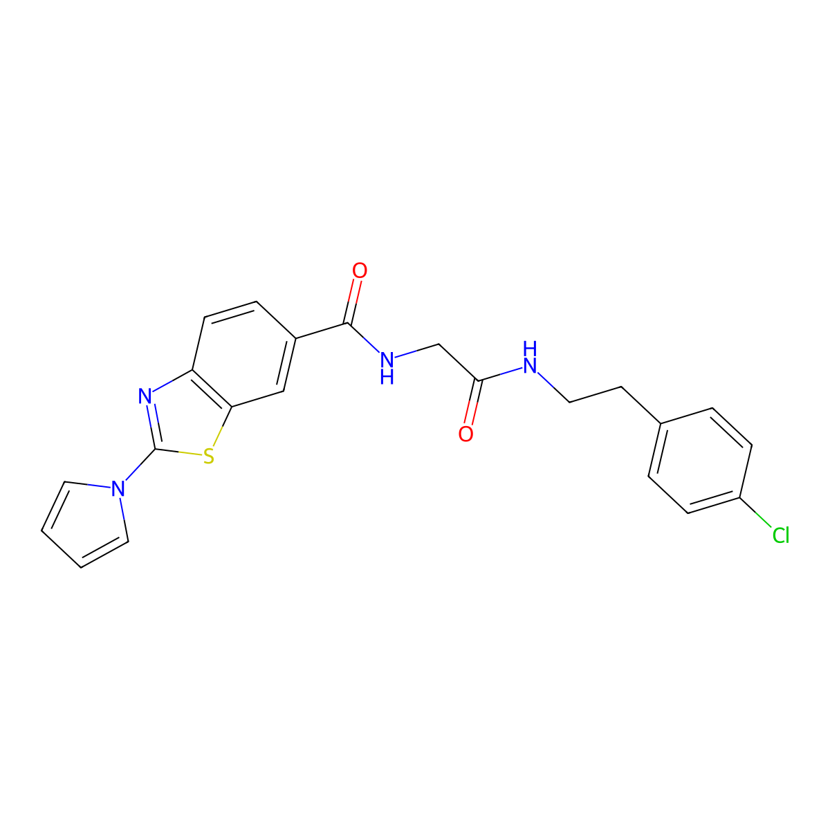 N-(2-{[2-(4-chlorophenyl)ethyl]amino}-2-oxoethyl)-2-(1H-pyrrol-1-yl)-1,3-benzothiazole-6-carboxamide molecular structure, CAS 1010923-17-7