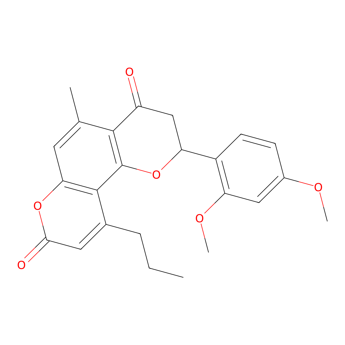 2-(2,4-dimethoxyphenyl)-5-methyl-10-propyl-2,3-dihydro-4H,8H-pyrano[2,3-f]chromene-4,8-dione molecular structure, CAS 1010923-35-9