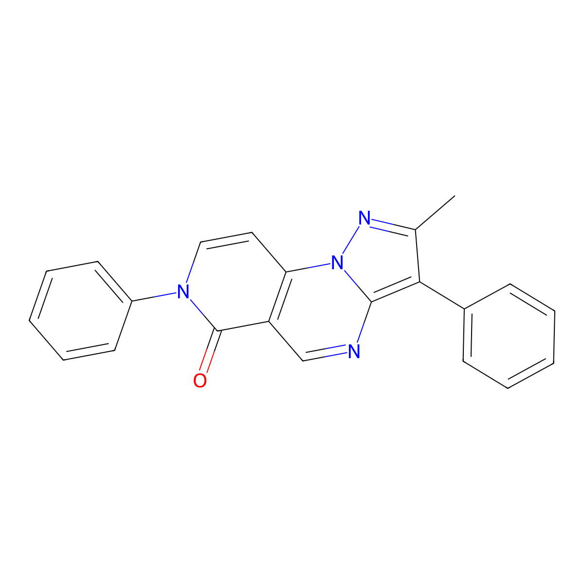 2-methyl-3,7-diphenylpyrazolo[1,5-a]pyrido[3,4-e]pyrimidin-6(7H)-one molecular structure, CAS 1010923-41-7