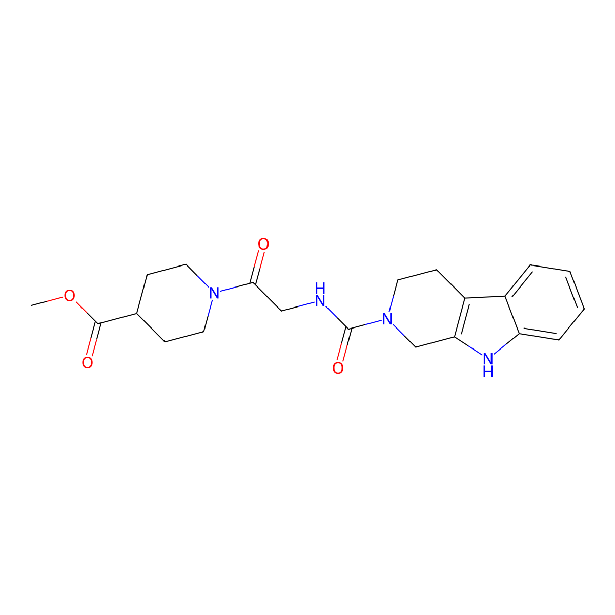 methyl 1-[N-(1,3,4,9-tetrahydro-2H-beta-carbolin-2-ylcarbonyl)glycyl]piperidine-4-carboxylate molecular structure, CAS 1010923-48-4