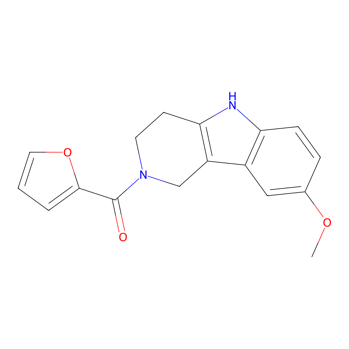 furan-2-yl(8-methoxy-1,3,4,5-tetrahydro-2H-pyrido[4,3-b]indol-2-yl)methanone molecular structure, CAS 1010923-51-9