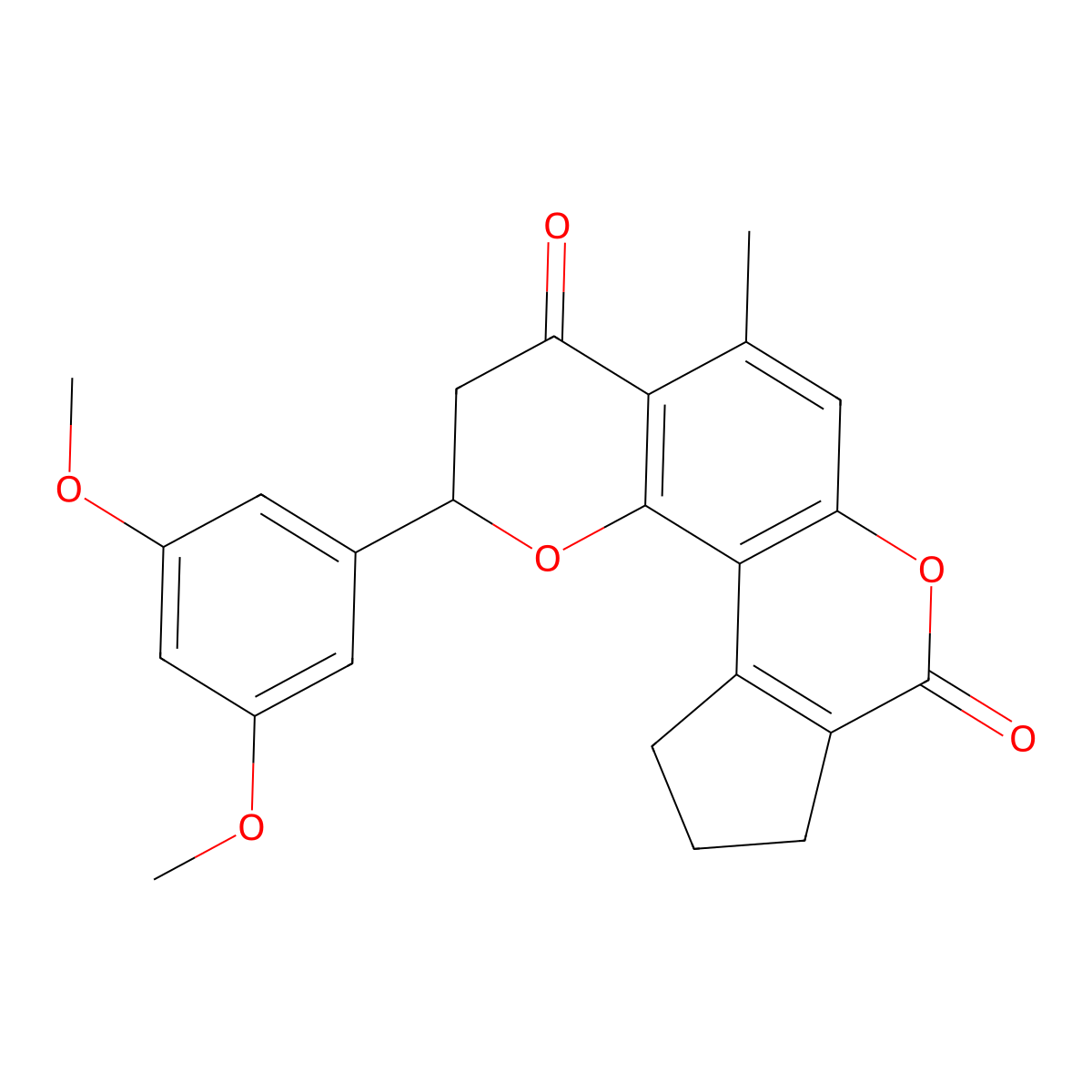 2-(3,5-dimethoxyphenyl)-5-methyl-10,11-dihydro-2H-cyclopenta[c]pyrano[2,3-f]chromene-4,8(3H,9H)-dione molecular structure, CAS 1010923-63-3