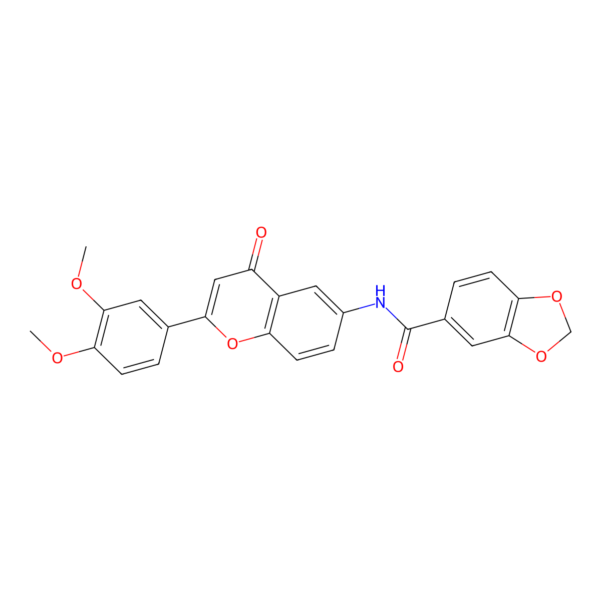 N-[2-(3,4-dimethoxyphenyl)-4-oxo-4H-chromen-6-yl]-1,3-benzodioxole-5-carboxamide molecular structure, CAS 1010923-71-3