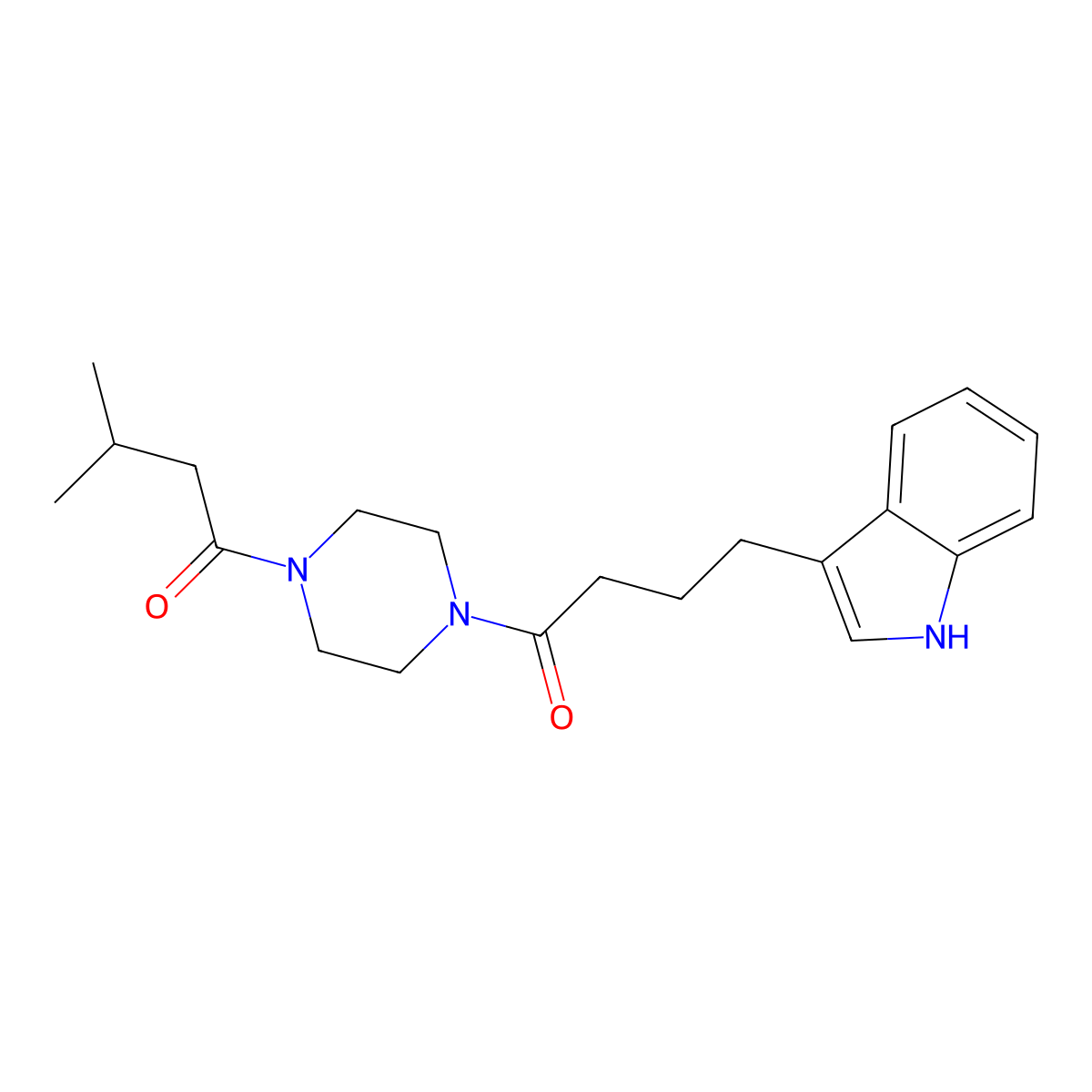 1-(4-(4-(1H-indol-3-yl)butanoyl)piperazin-1-yl)-3-methylbutan-1-one molecular structure, CAS 1010923-75-7