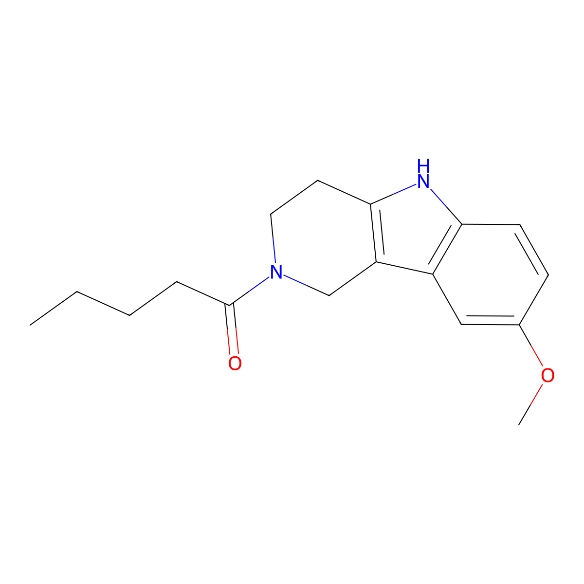 1-(8-methoxy-1,3,4,5-tetrahydro-2H-pyrido[4,3-b]indol-2-yl)pentan-1-one molecular structure, CAS 1010923-79-1