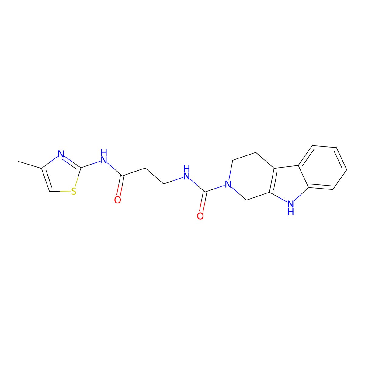 N-(3-{[(2Z)-4-methyl-1,3-thiazol-2(3H)-ylidene]amino}-3-oxopropyl)-1,3,4,9-tetrahydro-2H-beta-carboline-2-carboxamide molecular structure, CAS 1010923-94-0