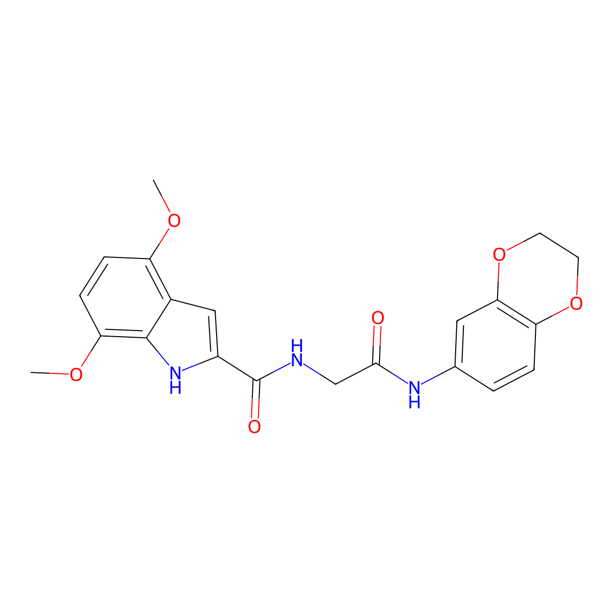 N-[2-(2,3-dihydro-1,4-benzodioxin-6-ylamino)-2-oxoethyl]-4,7-dimethoxy-1H-indole-2-carboxamide molecular structure, CAS 1010924-07-8