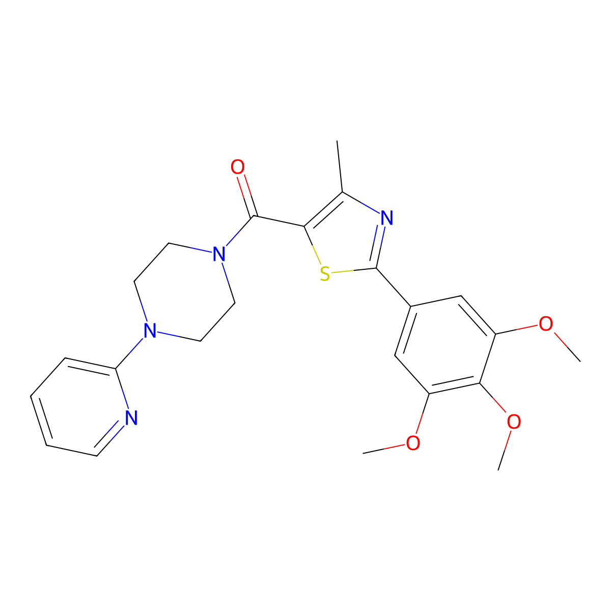 [4-Methyl-2-(3,4,5-trimethoxyphenyl)-1,3-thiazol-5-yl][4-(pyridin-2-yl)piperazin-1-yl]methanone molecular structure, CAS 1010924-10-3