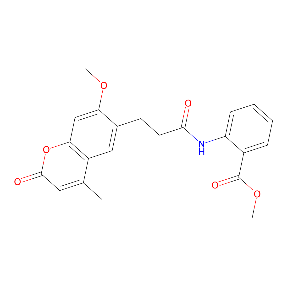 methyl 2-{[3-(7-methoxy-4-methyl-2-oxo-2H-chromen-6-yl)propanoyl]amino}benzoate molecular structure, CAS 1010924-11-4