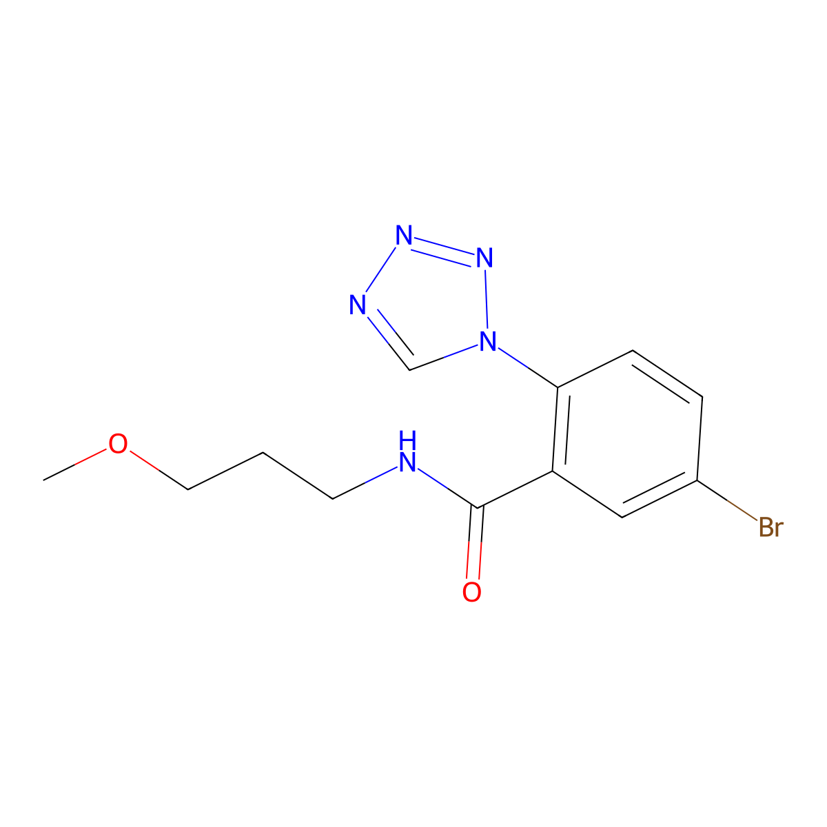 5-bromo-N-(3-methoxypropyl)-2-(1H-tetrazol-1-yl)benzamide molecular structure, CAS 1010924-12-5