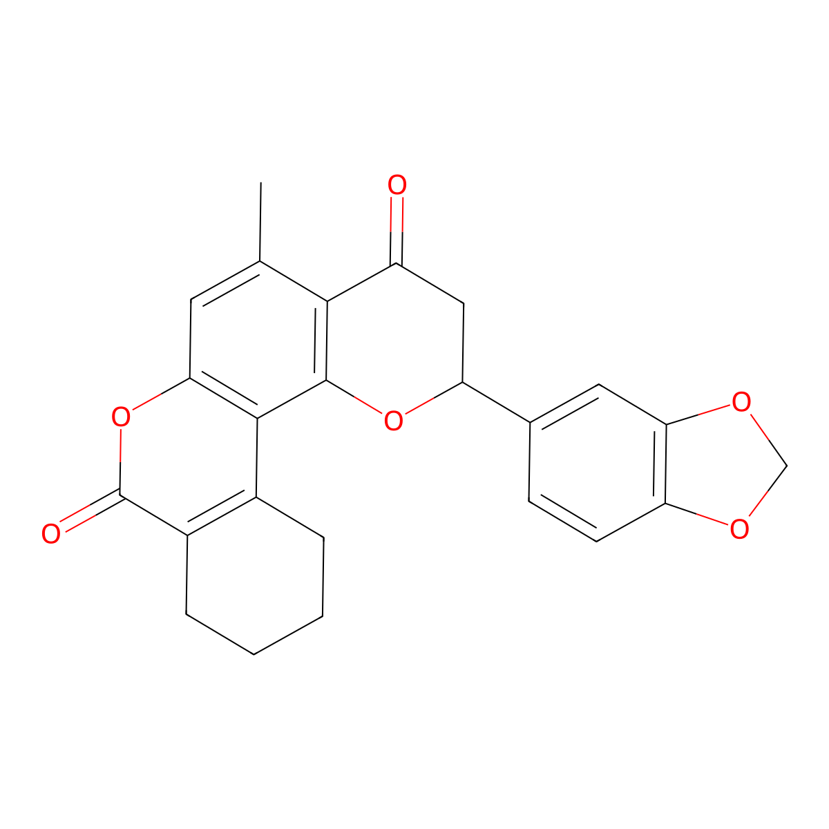 2-(1,3-benzodioxol-5-yl)-5-methyl-2,3,9,10,11,12-hexahydro-4H,8H-benzo[c]pyrano[2,3-f]chromene-4,8-dione molecular structure, CAS 1010924-14-7