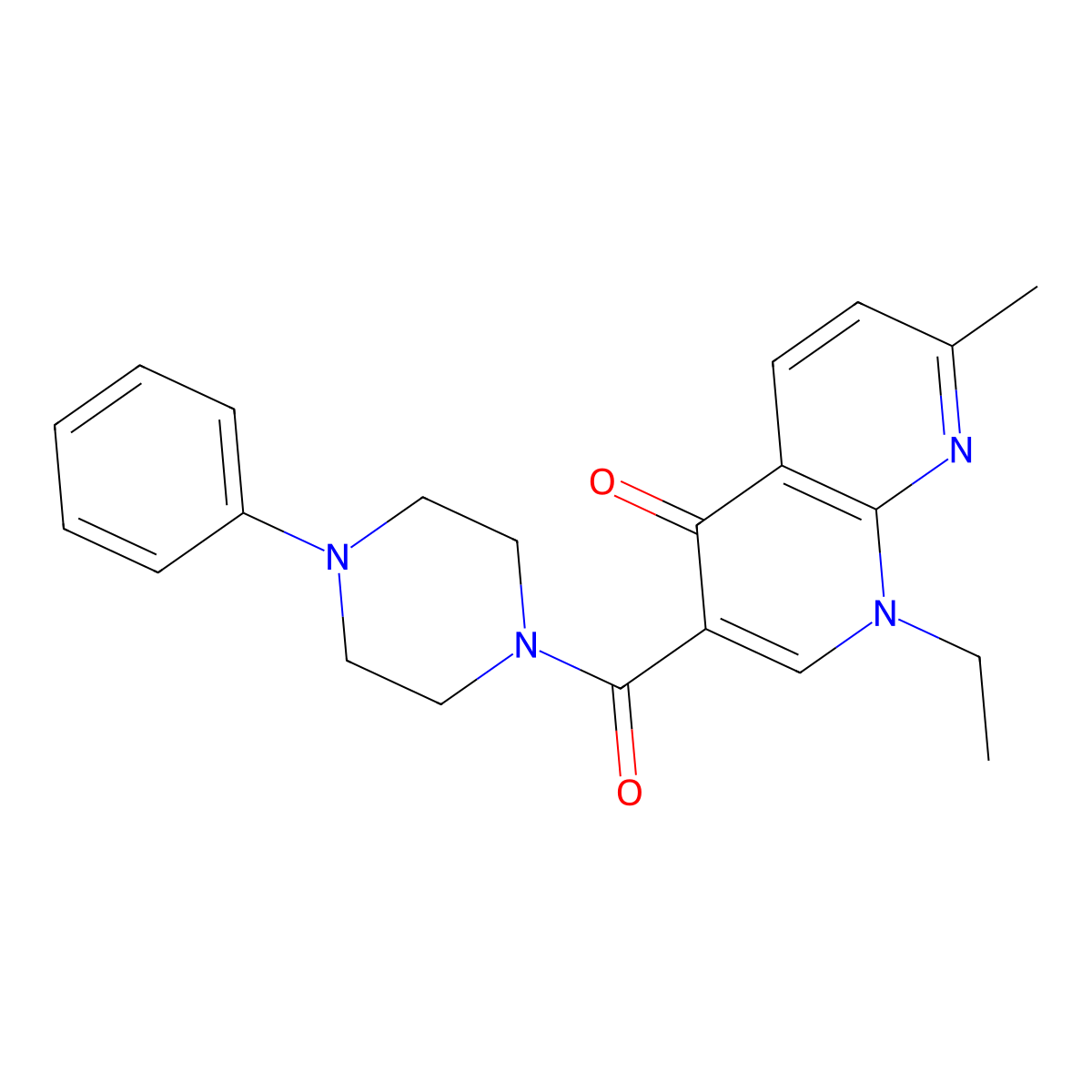 1-ethyl-7-methyl-3-[(4-phenylpiperazino)carbonyl][1,8]naphthyridin-4(1H)-one molecular structure, CAS 1010924-15-8