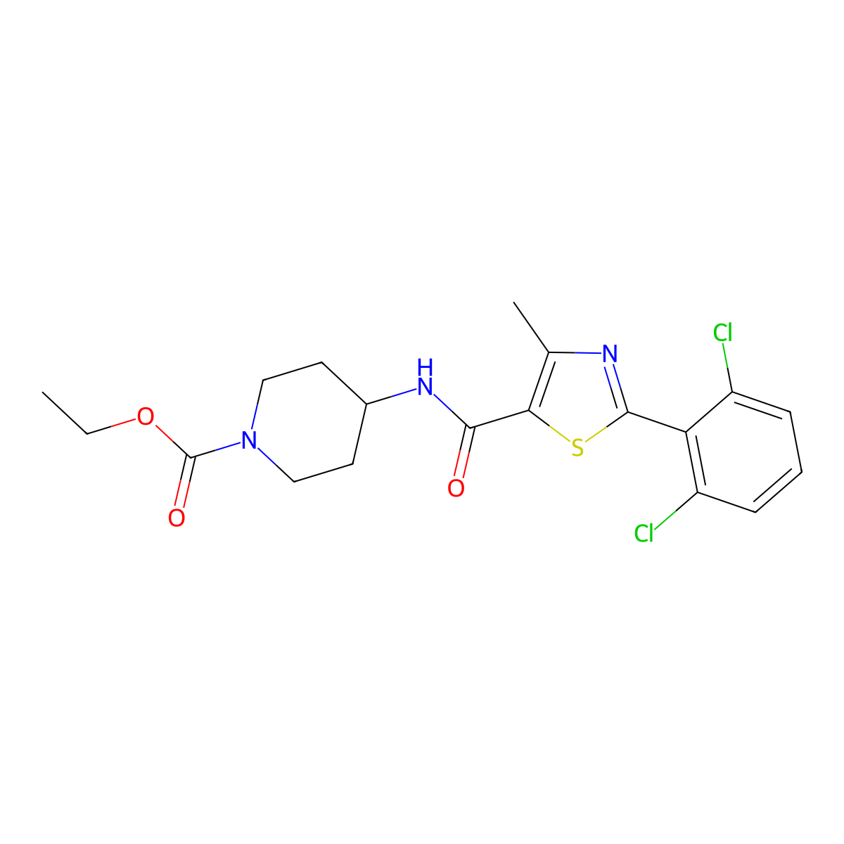Ethyl 4-({[2-(2,6-dichlorophenyl)-4-methyl-1,3-thiazol-5-yl]carbonyl}amino)-1-piperidinecarboxylate molecular structure, CAS 1010924-18-1