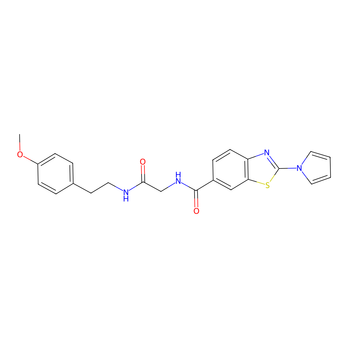 N-(2-{[2-(4-methoxyphenyl)ethyl]amino}-2-oxoethyl)-2-(1H-pyrrol-1-yl)-1,3-benzothiazole-6-carboxamide molecular structure, CAS 1010924-19-2