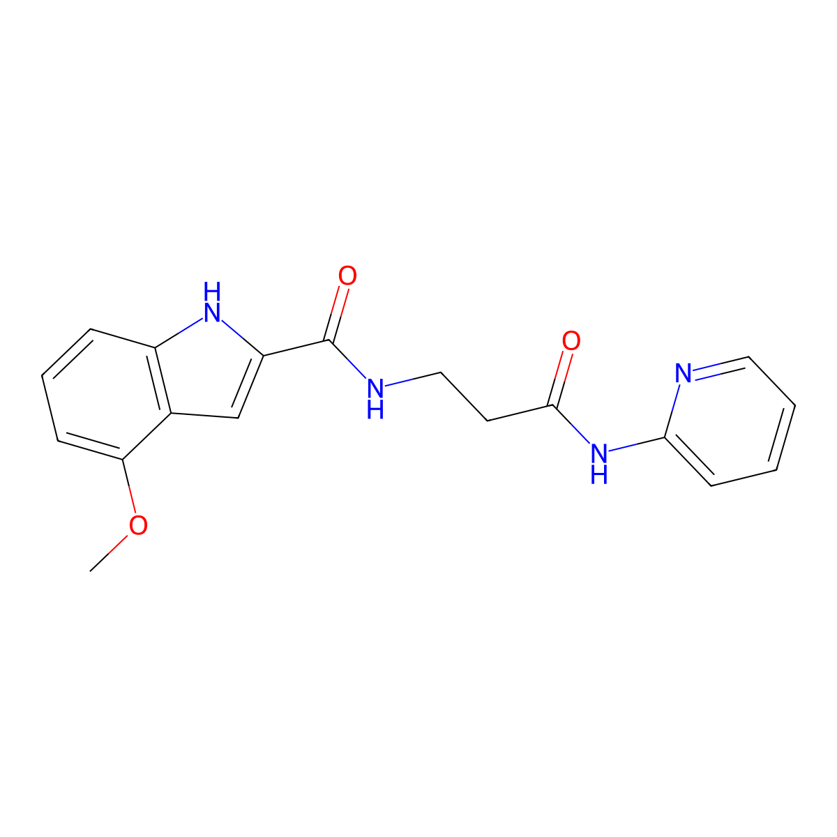 4-methoxy-N-[3-oxo-3-(pyridin-2-ylamino)propyl]-1H-indole-2-carboxamide molecular structure, CAS 1010924-24-9