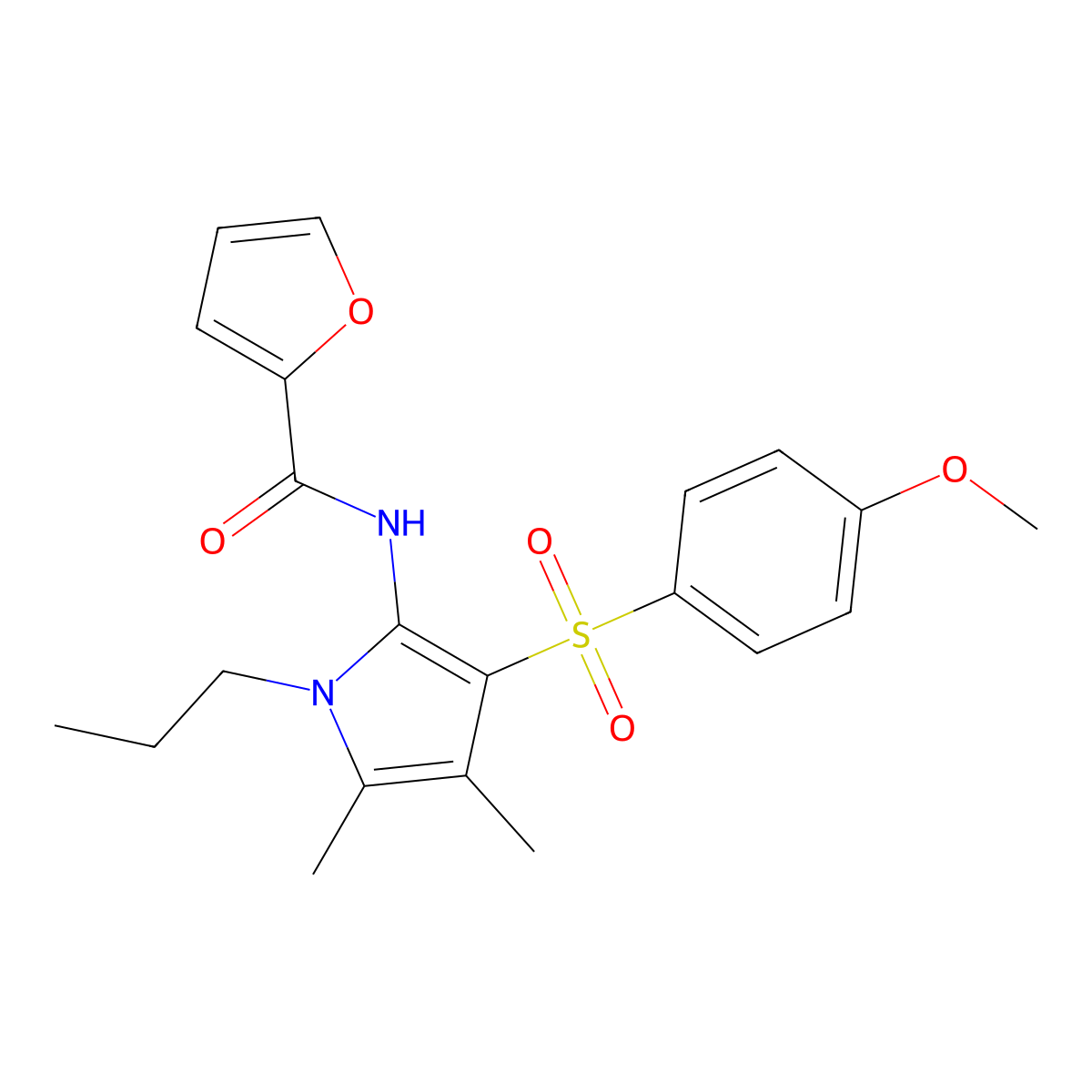 N-{3-[(4-methoxyphenyl)sulfonyl]-4,5-dimethyl-1-propyl-1H-pyrrol-2-yl}furan-2-carboxamide molecular structure, CAS 1010924-33-0