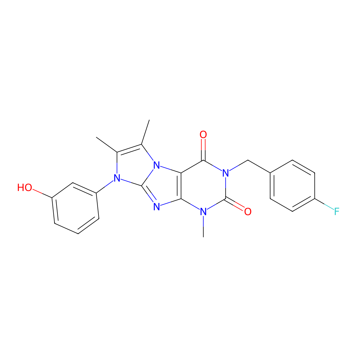 3-(4-fluorobenzyl)-8-(3-hydroxyphenyl)-1,6,7-trimethyl-1H-imidazo[2,1-f]purine-2,4(3H,8H)-dione molecular structure, CAS 1010924-46-5
