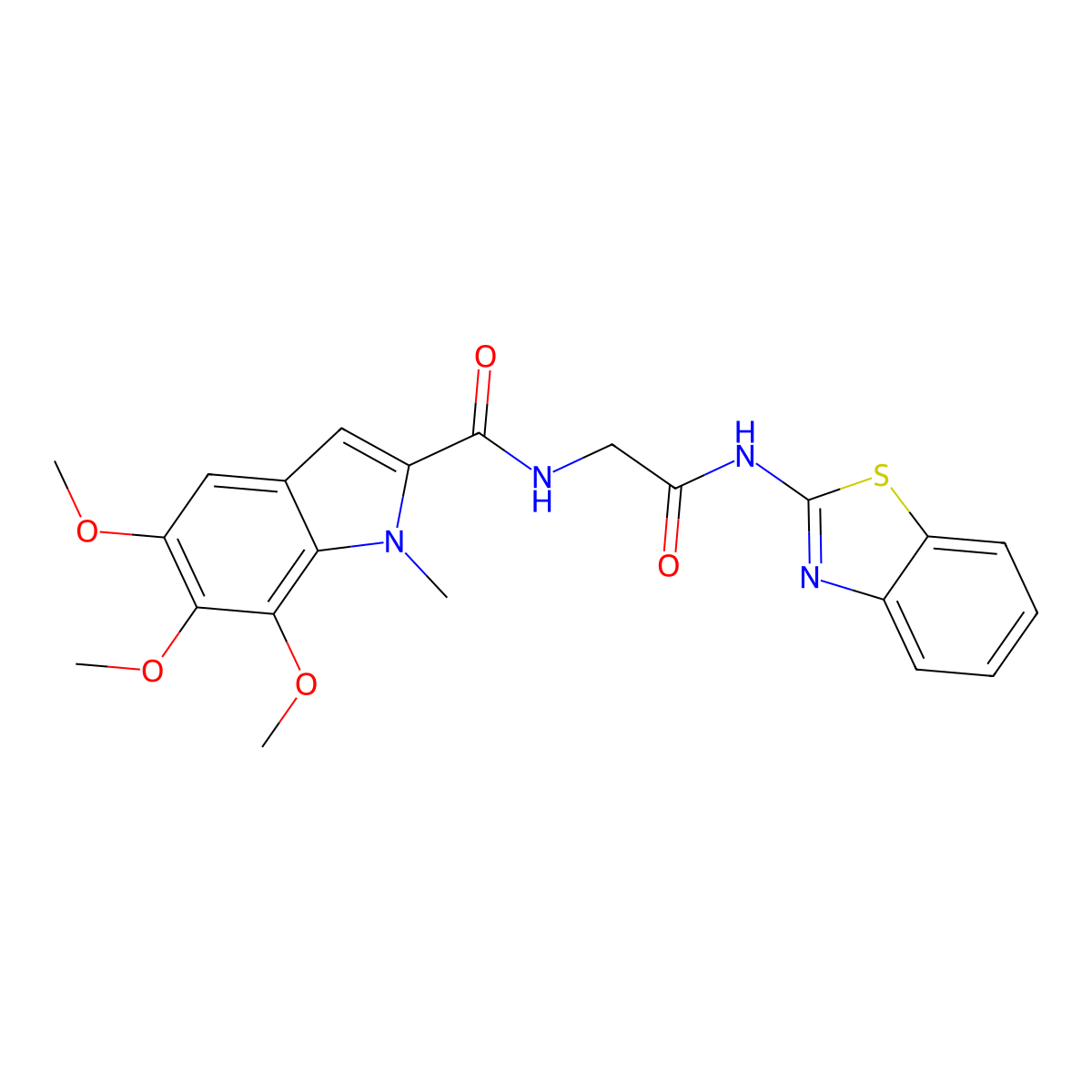N-{2-[(2E)-1,3-benzothiazol-2(3H)-ylideneamino]-2-oxoethyl}-5,6,7-trimethoxy-1-methyl-1H-indole-2-carboxamide molecular structure, CAS 1010924-53-4