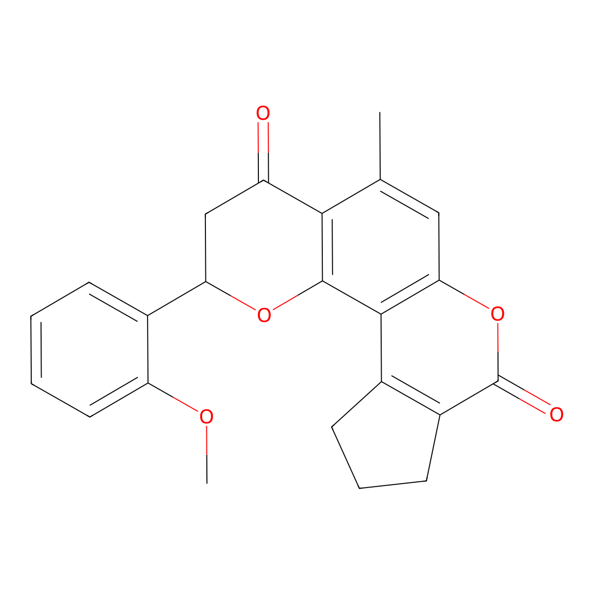 2-(2-methoxyphenyl)-5-methyl-10,11-dihydro-2H-cyclopenta[c]pyrano[2,3-f]chromene-4,8(3H,9H)-dione molecular structure, CAS 1010924-58-9