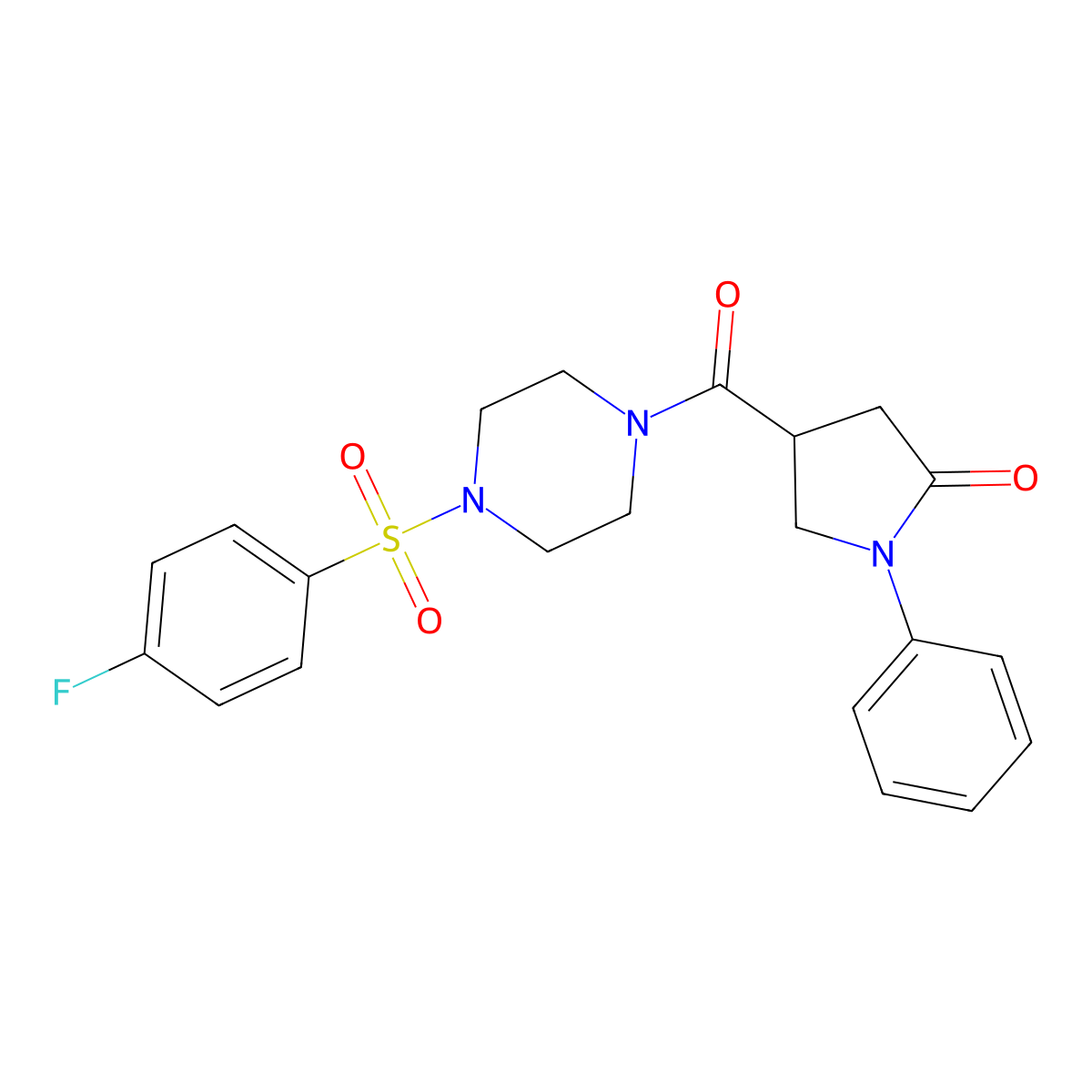 4-({4-[(4-Fluorophenyl)sulfonyl]piperazino}carbonyl)-1-phenyl-2-pyrrolidinone molecular structure, CAS 1010924-68-1