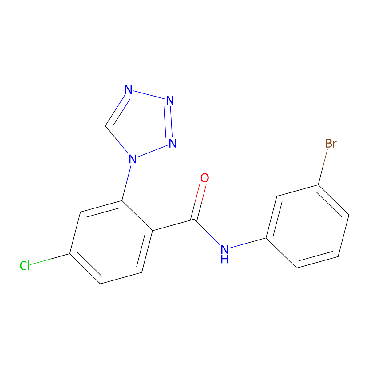 N-(3-bromophenyl)-4-chloro-2-(1H-tetrazol-1-yl)benzamide molecular structure, CAS 1010924-69-2
