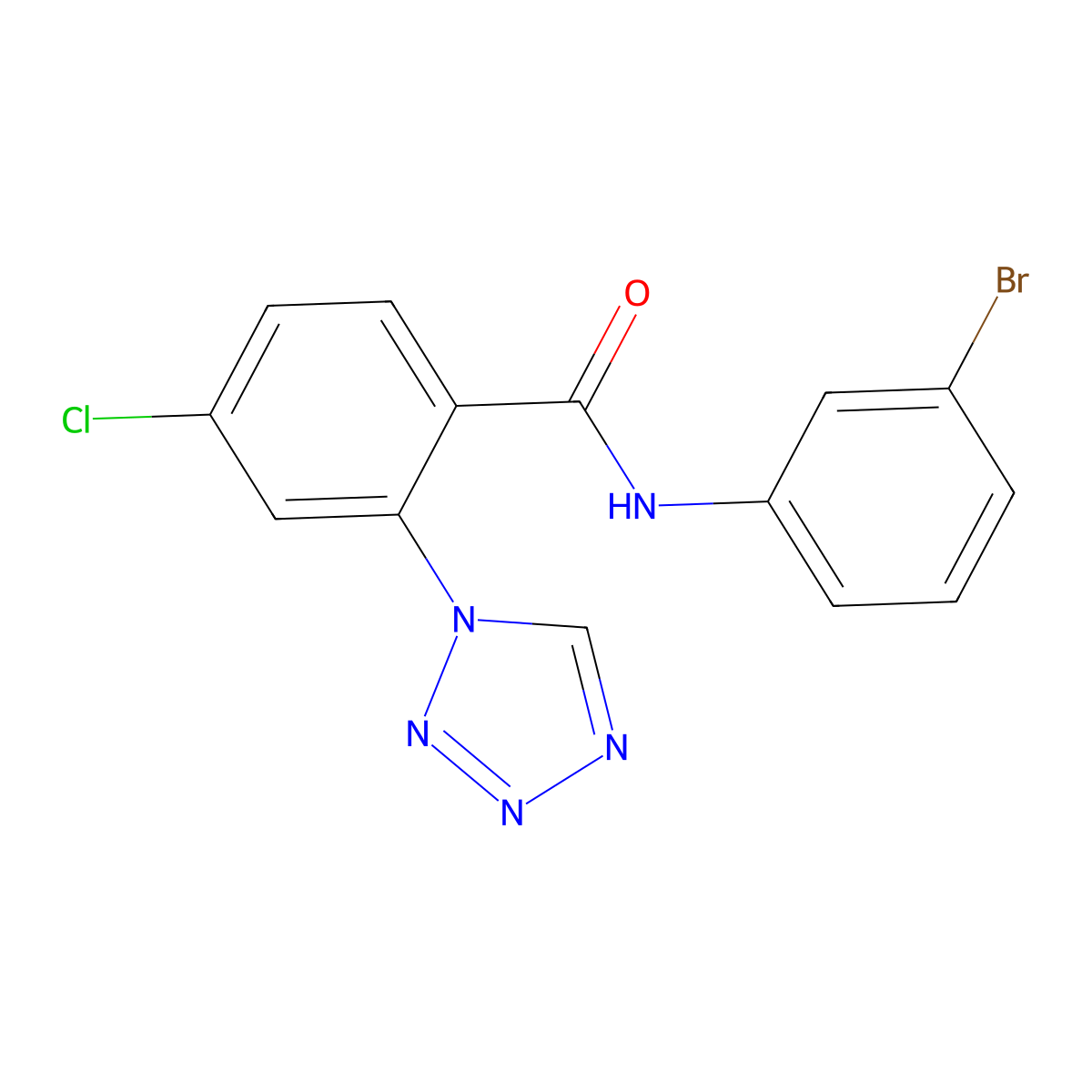 N-(3-bromophenyl)-4-chloro-2-(1H-tetrazol-1-yl)benzamide molecular structure, CAS 1010924-69-2