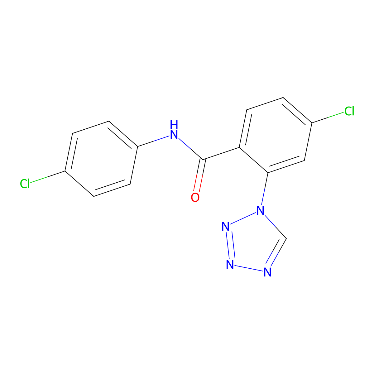 4-chloro-N-(4-chlorophenyl)-2-(1H-tetrazol-1-yl)benzamide molecular structure, CAS 1010924-79-4