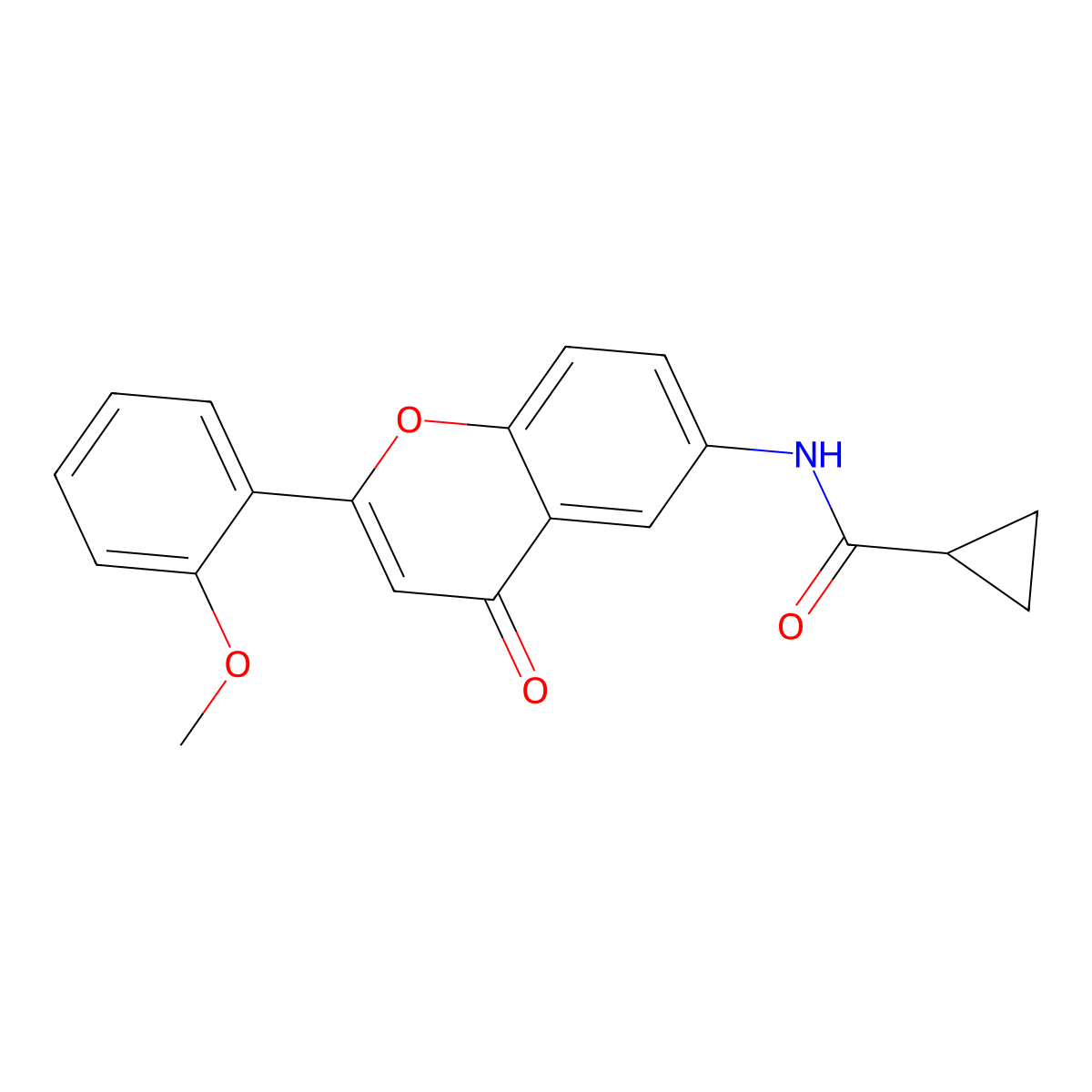 N-(2-(2-methoxyphenyl)-4-oxo-4H-chromen-6-yl)cyclopropanecarboxamide molecular structure, CAS 1010924-86-3