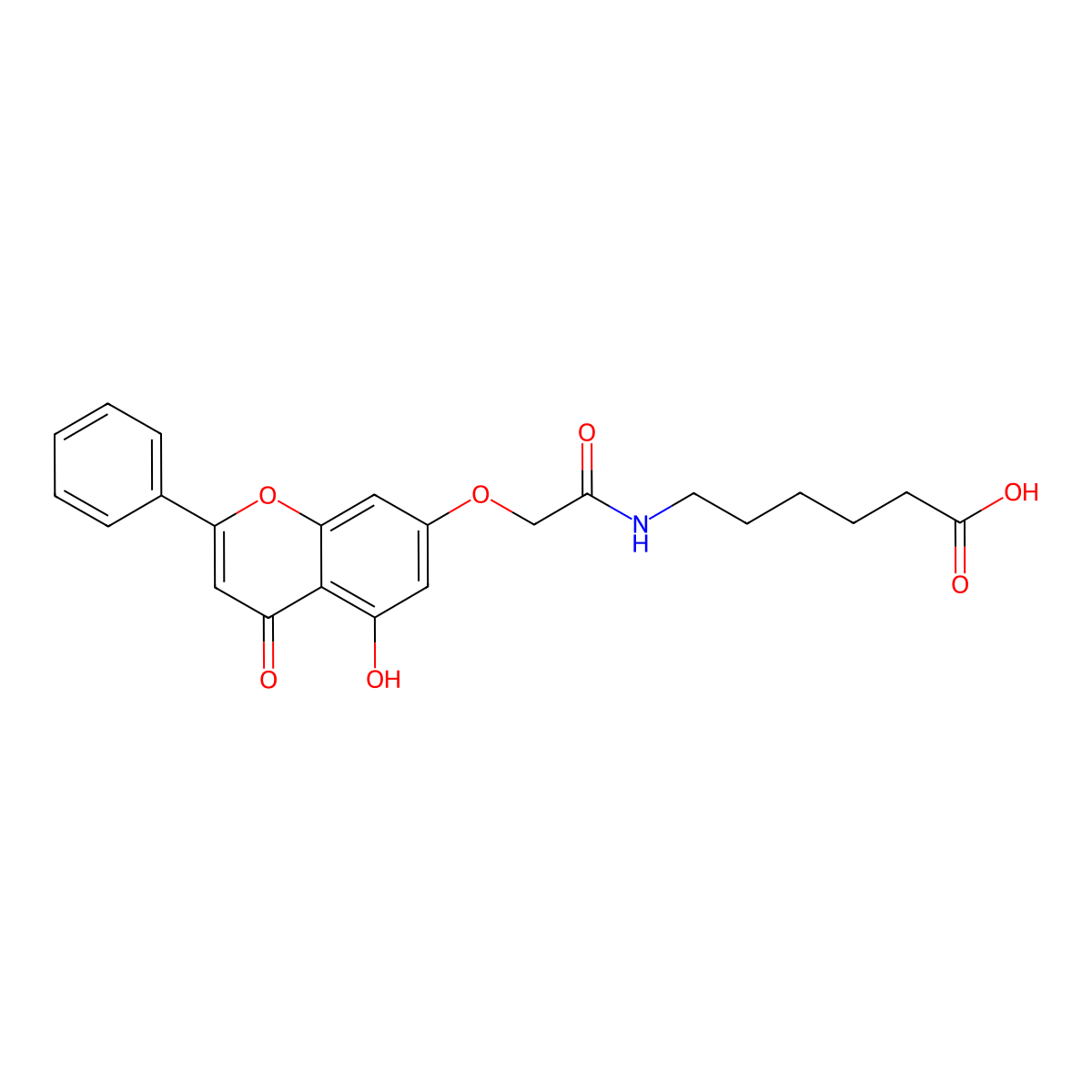 6-({[(5-hydroxy-4-oxo-2-phenyl-4H-chromen-7-yl)oxy]acetyl}amino)hexanoic acid molecular structure, CAS 1010924-89-6