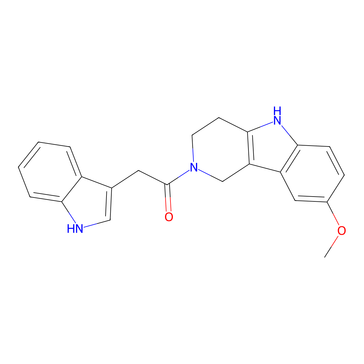 2-(1H-indol-3-yl)-1-(8-methoxy-1,3,4,5-tetrahydro-2H-pyrido[4,3-b]indol-2-yl)ethanone molecular structure, CAS 1010925-02-6