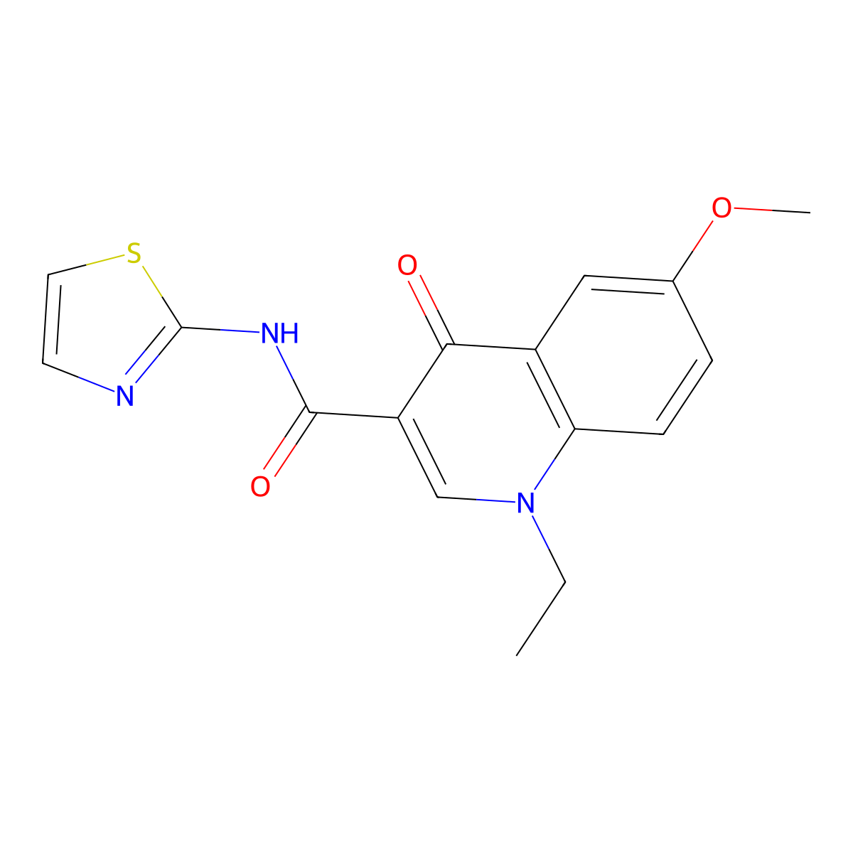 1-ethyl-6-methoxy-4-oxo-N-(1,3-thiazol-2-yl)-1,4-dihydroquinoline-3-carboxamide molecular structure, CAS 1010925-07-1