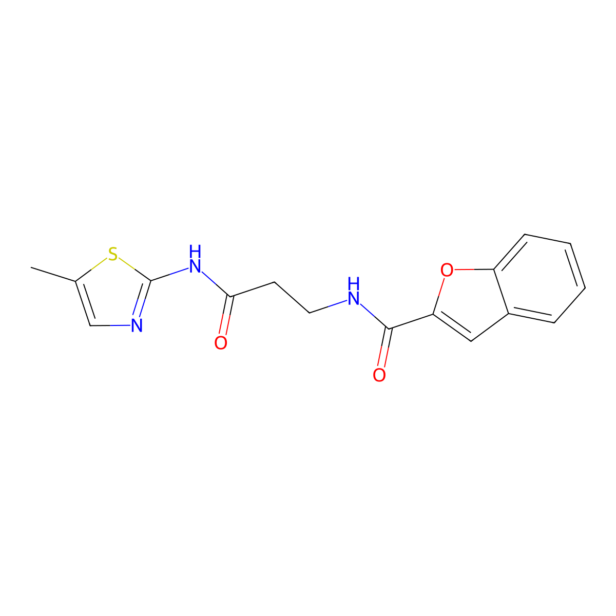 N-{3-[(5-methyl-1,3-thiazol-2-yl)amino]-3-oxopropyl}-1-benzofuran-2-carboxamide molecular structure, CAS 1010925-10-6