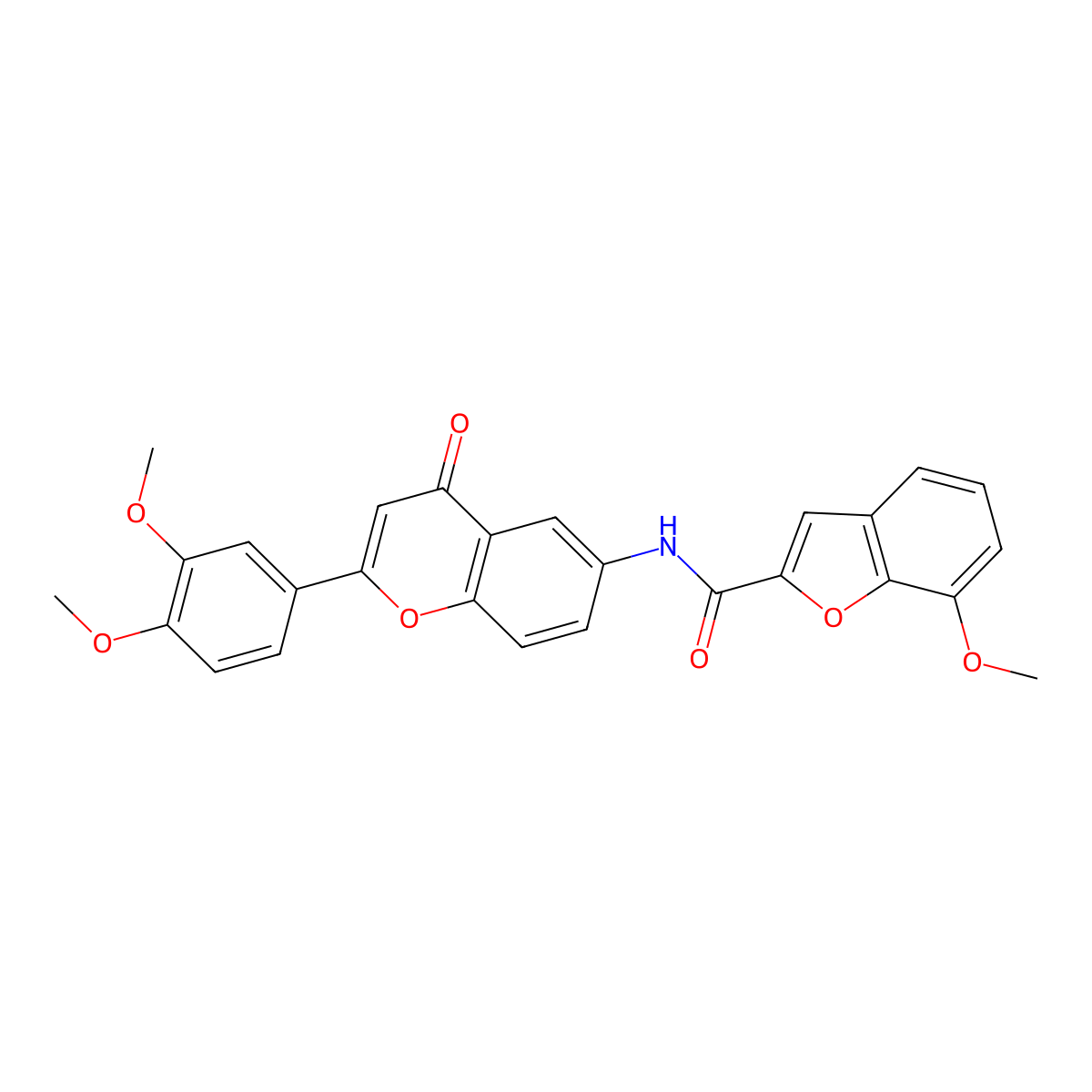 N-[2-(3,4-dimethoxyphenyl)-4-oxo-4H-chromen-6-yl]-7-methoxy-1-benzofuran-2-carboxamide molecular structure, CAS 1010925-17-3