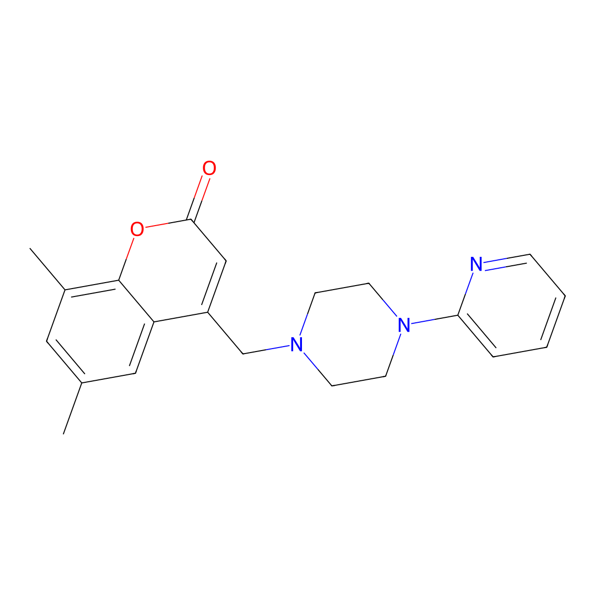 6,8-dimethyl-4-{[4-(pyridin-2-yl)piperazin-1-yl]methyl}-2H-chromen-2-one molecular structure, CAS 1010925-18-4